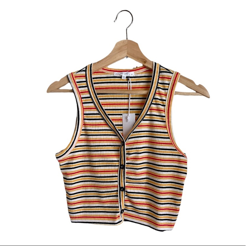 [Antistar] Sleeveless Striped Crop Top